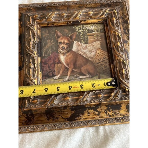 Pampered Chihuahua Dog Print NY Artist Elaine Vollherbst Matted Ornate Frame 13" - Picture 12 of 13